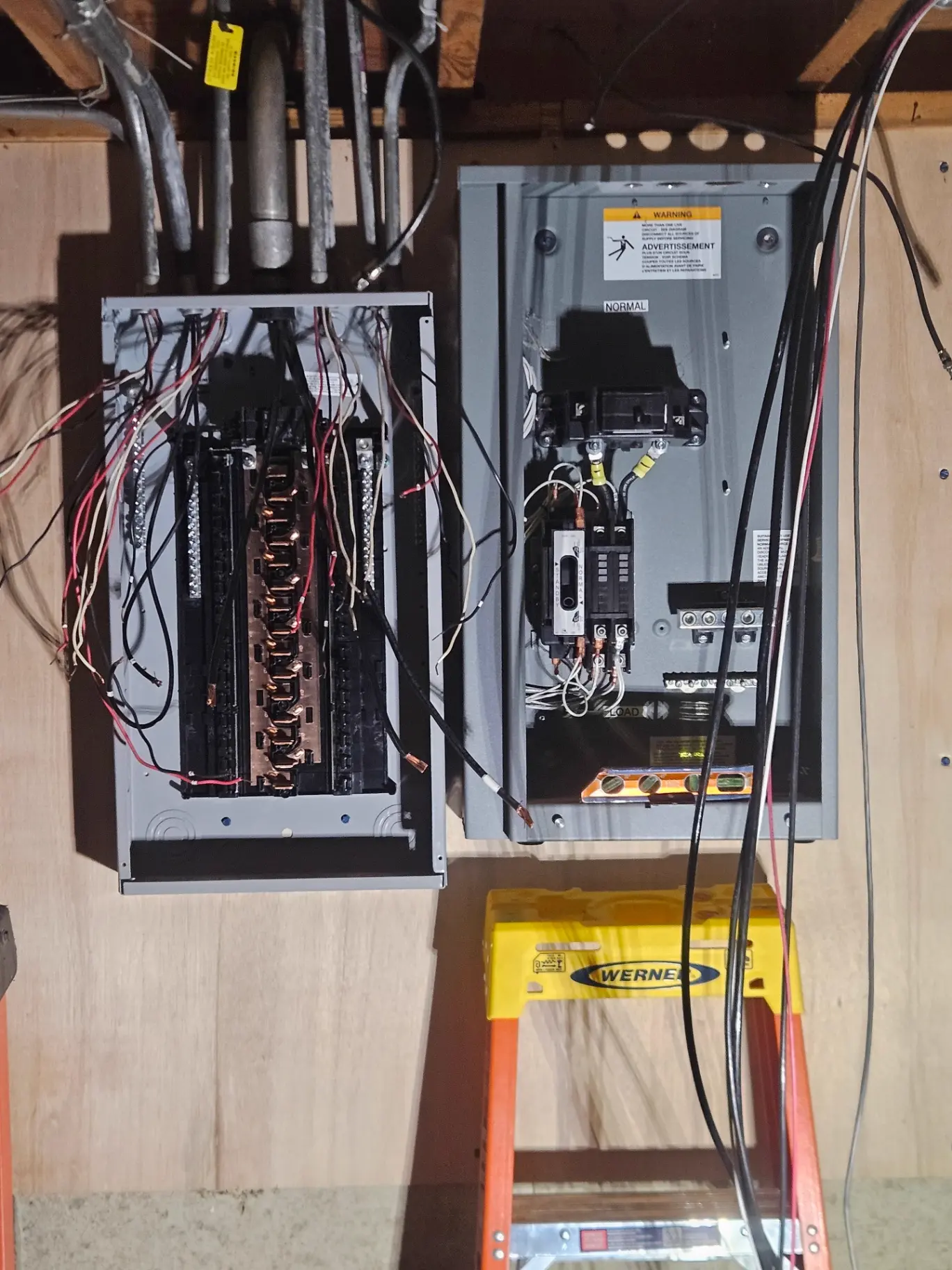Open electrical panels during a service upgrade